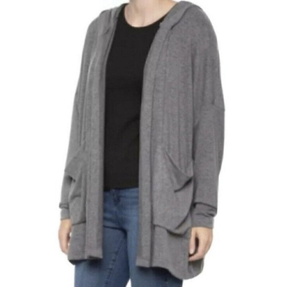 Young Fabulous & Broke Woman's Sz S Ottawa Gray Hooded Open Cardigan Sweater